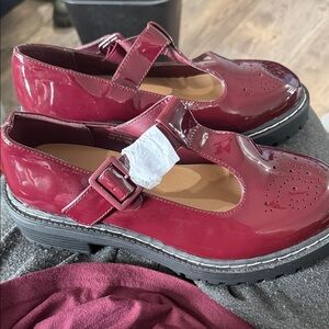 Torrid Glossy Maroon Heels with Buckle